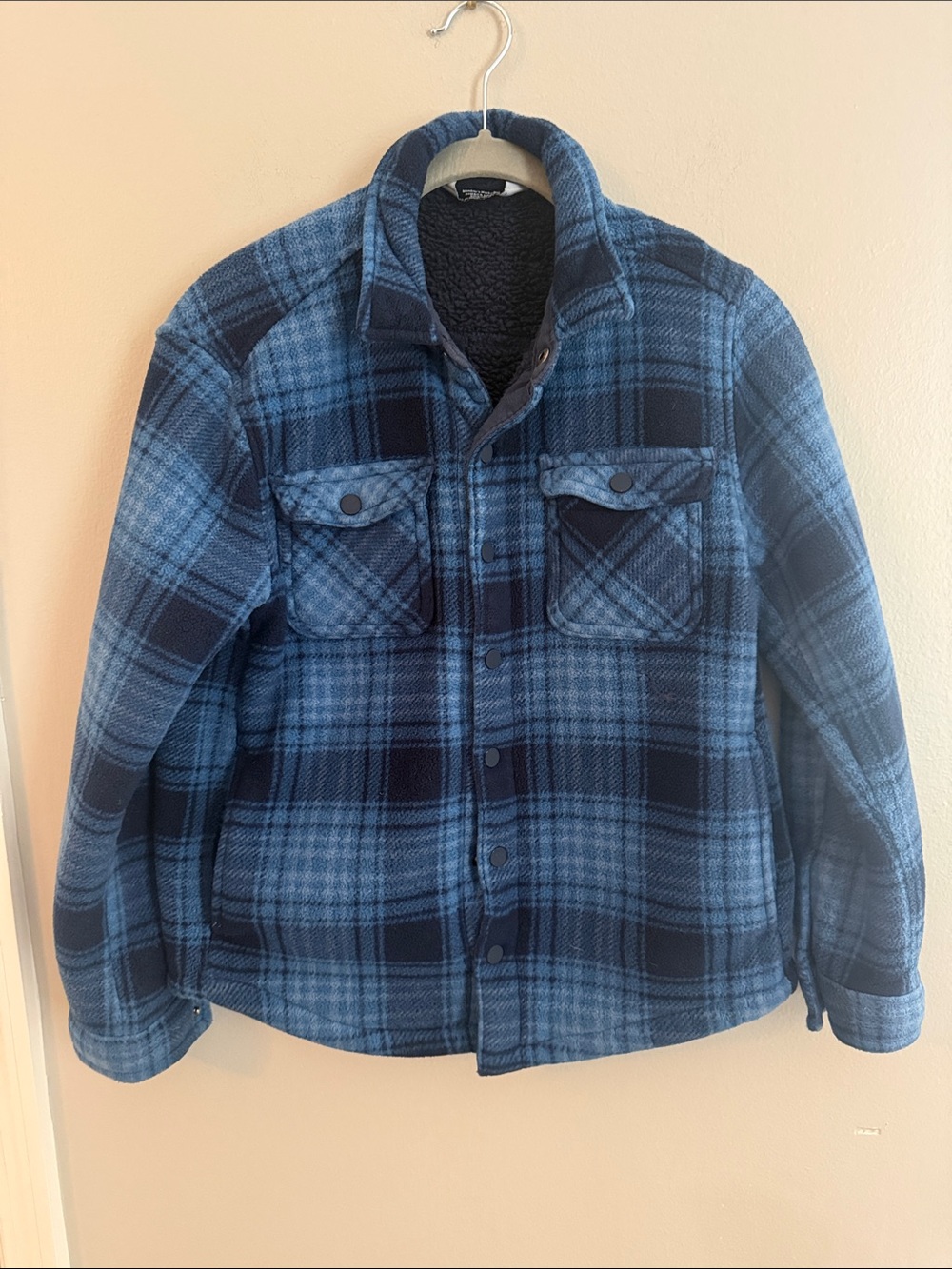Kid’s  Blue Plaid Sherpa-Lined Jacket